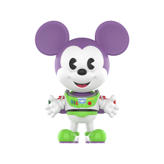 Disney Mickey Remixed: Mickey Meets Pixar Pop Mart Blind Box, with Mickey dressed a Buzz from Toy Story