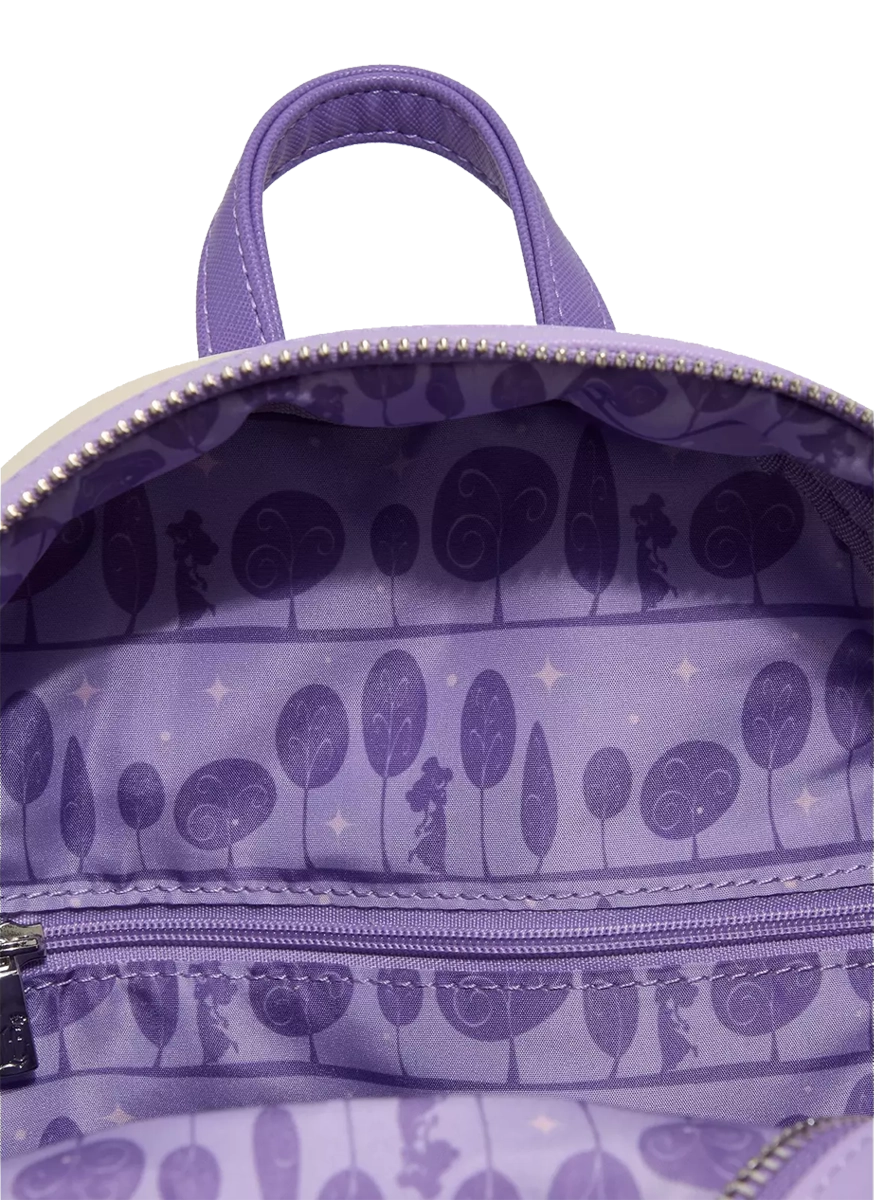 Purple interior lining with Hercules Meg with a patterned interior on a white background