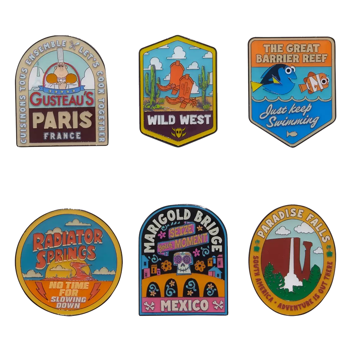 DISNEY PIXAR LOCATIONS LOUNGEFLY MYSTERY PINS