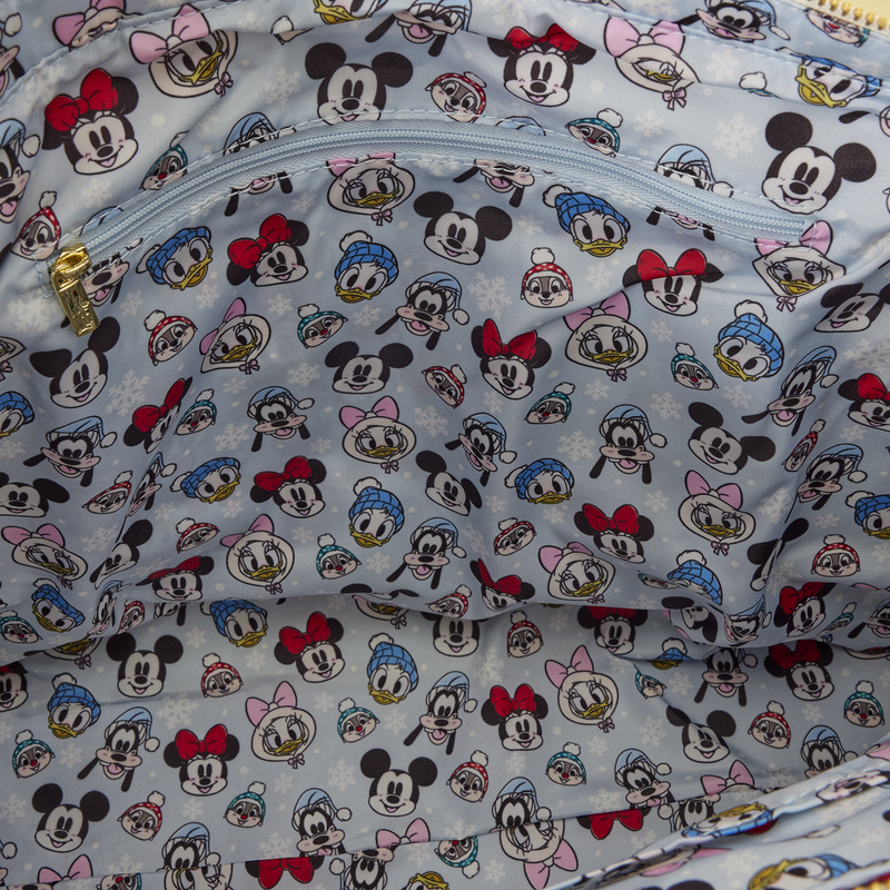 MICKEY & FRIENDS HOLIDAY SNOW LOUNGEFLY TOTE CROSSBODY BAG WITH COIN BAG