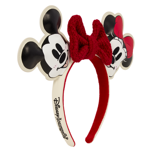 MICKEY & MINNIE HOLIDAY KNIT BOW LOUNGEFLY EAR HEADBAND