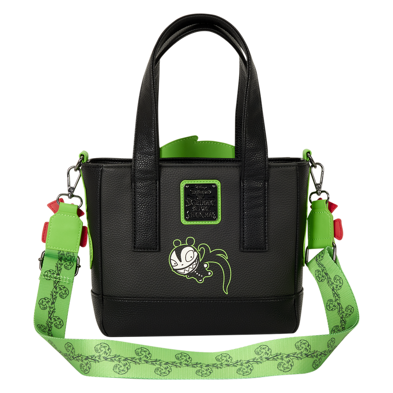 THE NIGHTMARE BEFORE CHRISTMAS MAN-EATING WREATH GLOW LOUNGEFLY MINI TOTE CROSSBODY BAG
