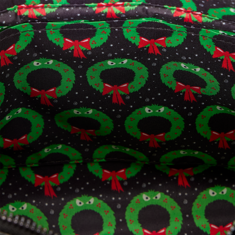THE NIGHTMARE BEFORE CHRISTMAS MAN-EATING WREATH GLOW LOUNGEFLY MINI TOTE CROSSBODY BAG