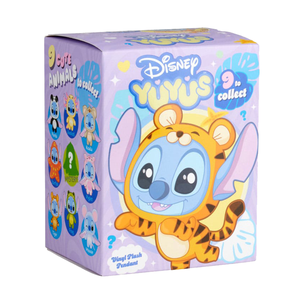 Box of Disney Yuyus figurines with Stitch on a white background