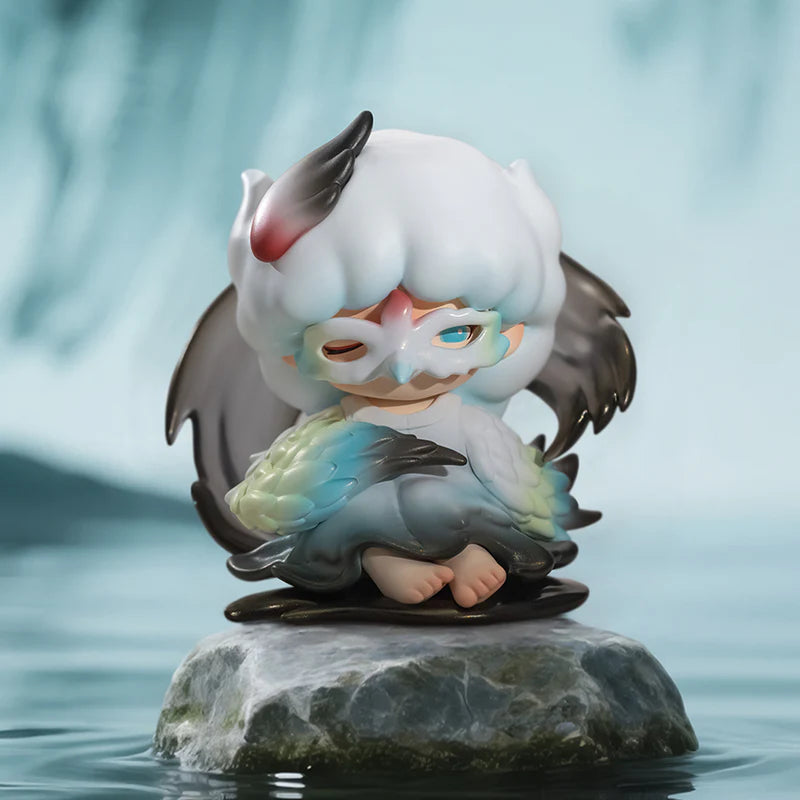 Yumo character with feather features on a rock in water