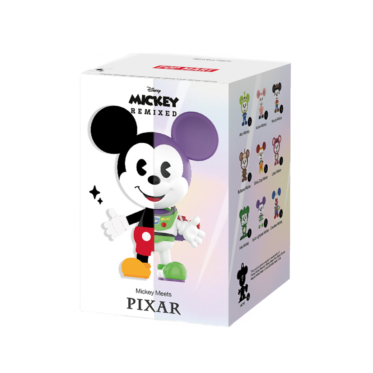 Mickey Mouse character with 'Disney Remixed' and 'Pixar' branding on a white background.