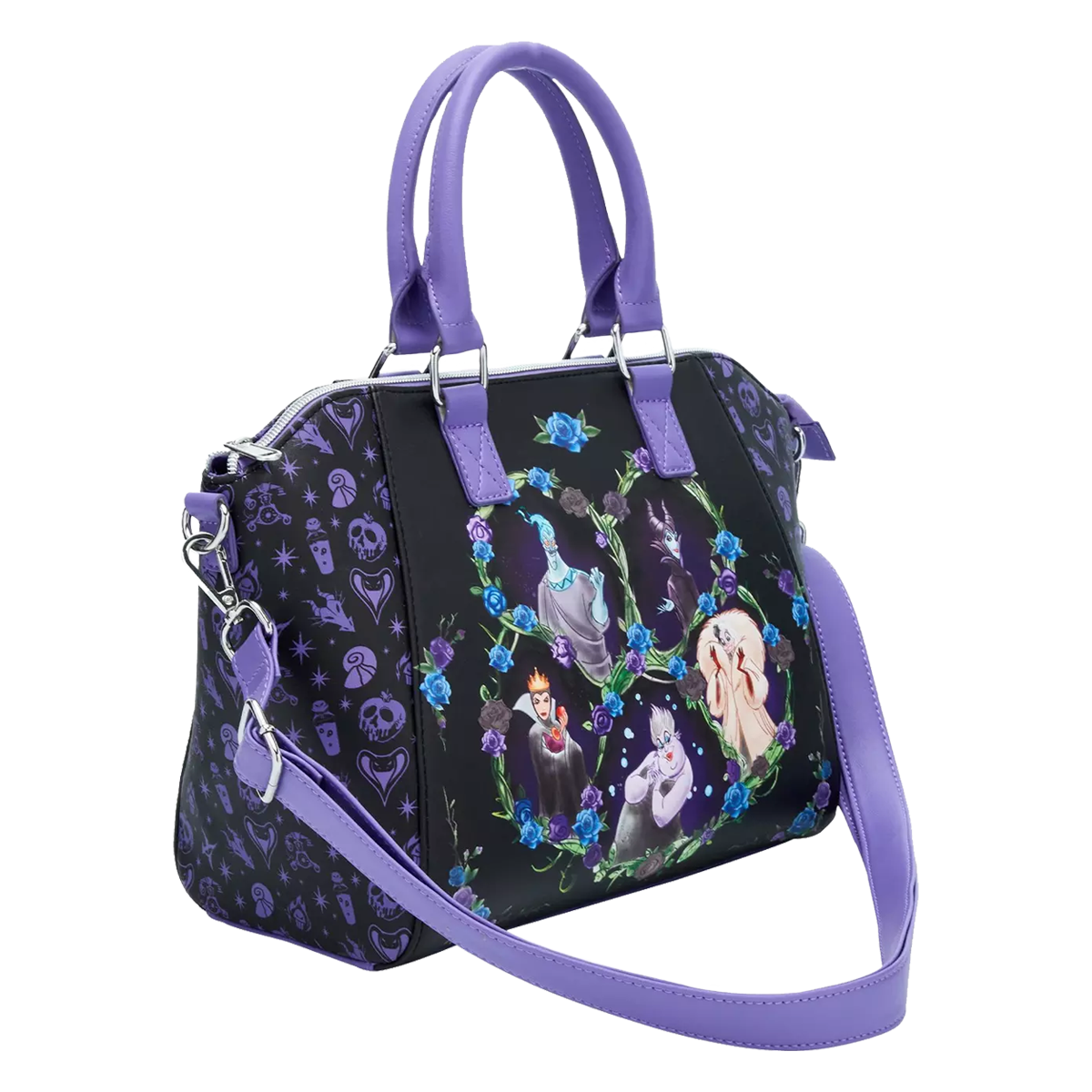 DISNEY VILLAINS FLORAL ICONS LOUNGEFLY SATCHEL BAG