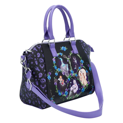 DISNEY VILLAINS FLORAL ICONS LOUNGEFLY SATCHEL BAG