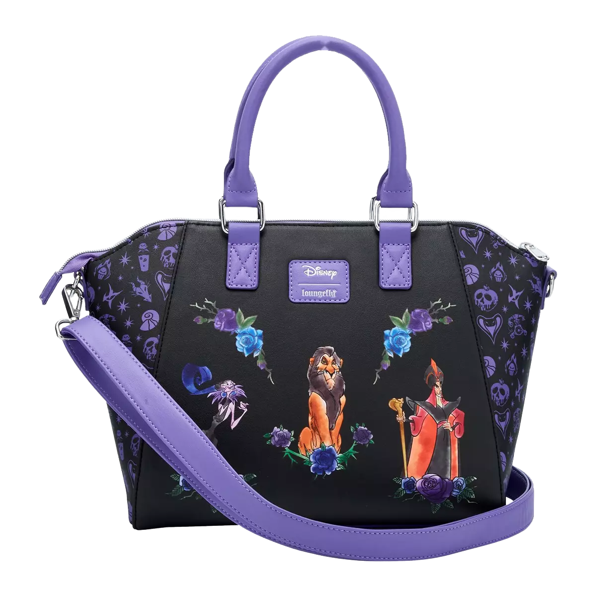 DISNEY VILLAINS FLORAL ICONS LOUNGEFLY SATCHEL BAG