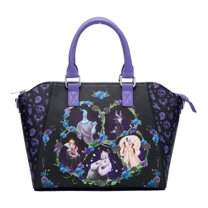 DISNEY VILLAINS FLORAL ICONS LOUNGEFLY SATCHEL BAG