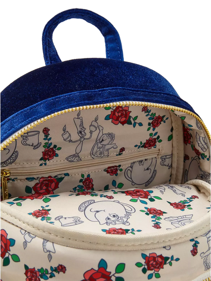 BEAUTY AND THE BEAST BELLE & BEAST VELVET LOUNGEFLY MINI BACKPACK