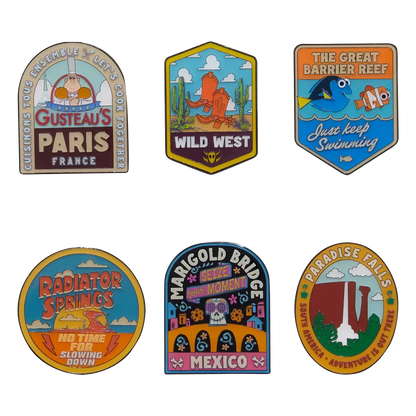 DISNEY PIXAR LOCATIONS LOUNGEFLY MYSTERY PINS