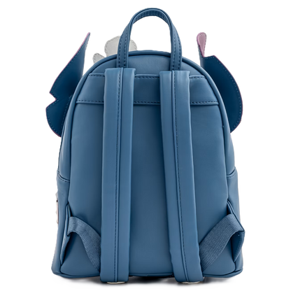 Blue backpack with Stitch design on a white background