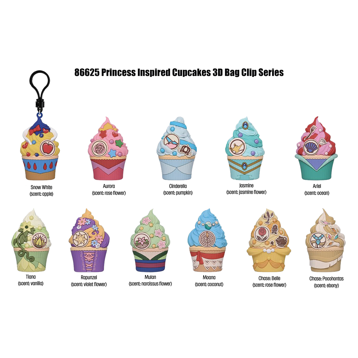 DISNEY PRINCESS CUPCAKES SCENTED BAG CHARMS