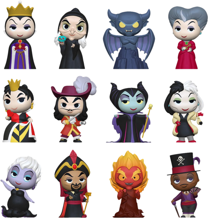 Collection of Disney villains figurines on a white background