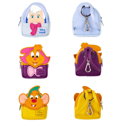 Set of Cinderella 75th Anniversary Loungefly Mystery Bag Charms featuring Gus, Fairy god mother