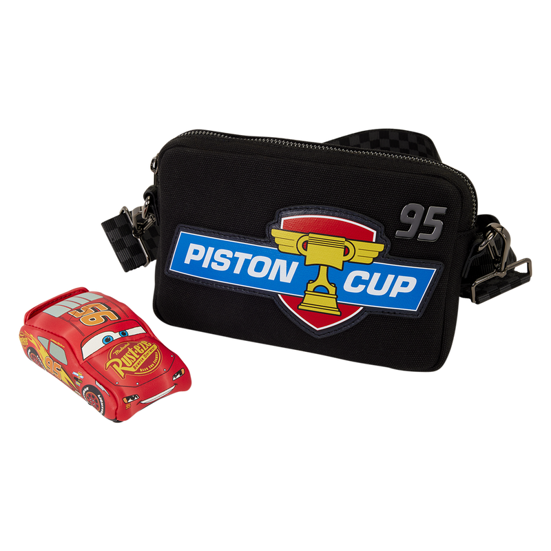 CARS 20TH ANNIVERSARY PISTON CUP LOUNGEFLY SLING CROSSBODY BAG