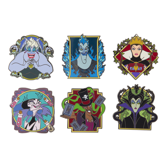 DISNEY VILLAINS PORTRAIT LOUNGEFLY MYSTERY PINS