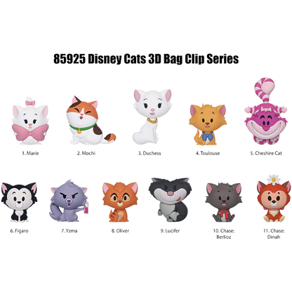 Disney Cats 3D Bag Clip Series with characters on a white background