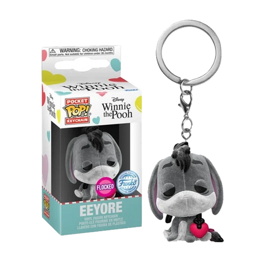 Eeyore keychain with packaging featuring Disney Winnie the Pooh branding on a white background.