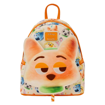 Zootopia 2 Loungefly backpack with Nick Wilde design and Disney branding on a white background 
