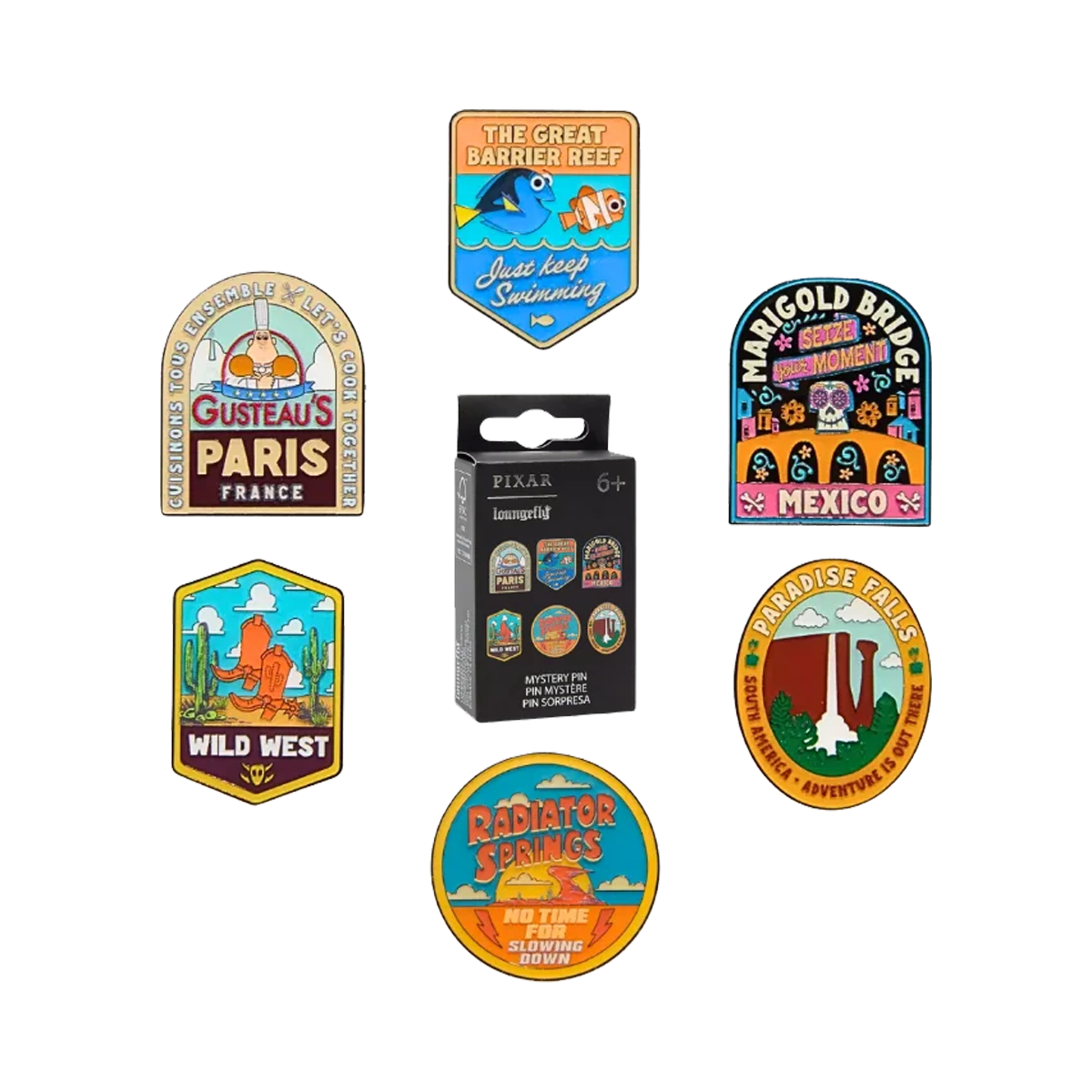DISNEY PIXAR LOCATIONS LOUNGEFLY MYSTERY PINS