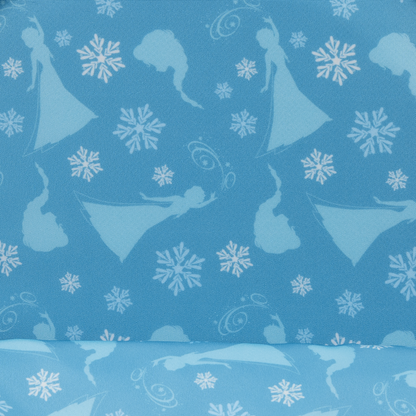 Pattern of princess Elsa and snowflakes on a blue background