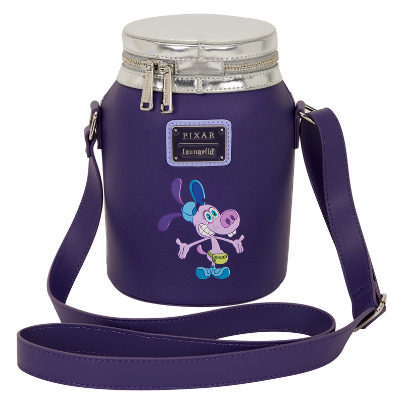 Purple jar bag with Inside Out characters and Pixar logo on a white background