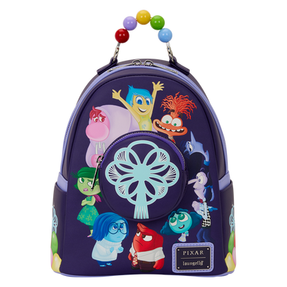 Loungefly backpack with colorful Inside Out 2 design on a white background