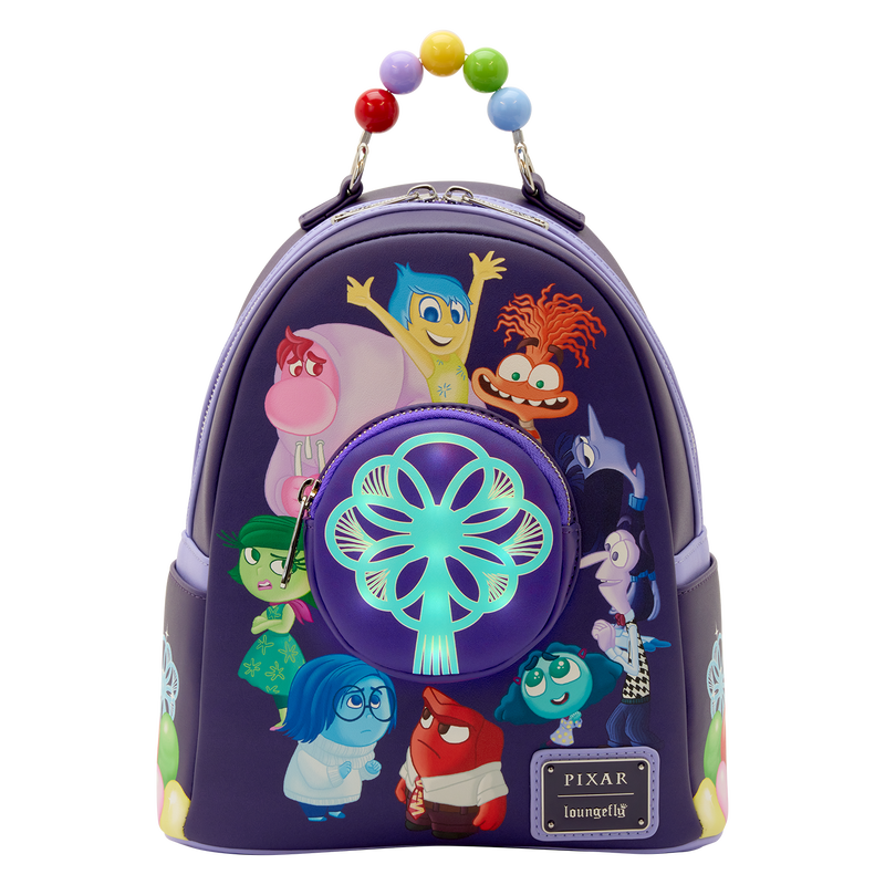 Backpack with Pixar Inside Out 2 character design on a white background