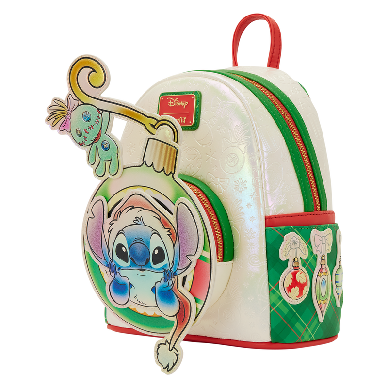 Stitch & Scrumpy Christmas themed Loungefly backpack on a white background