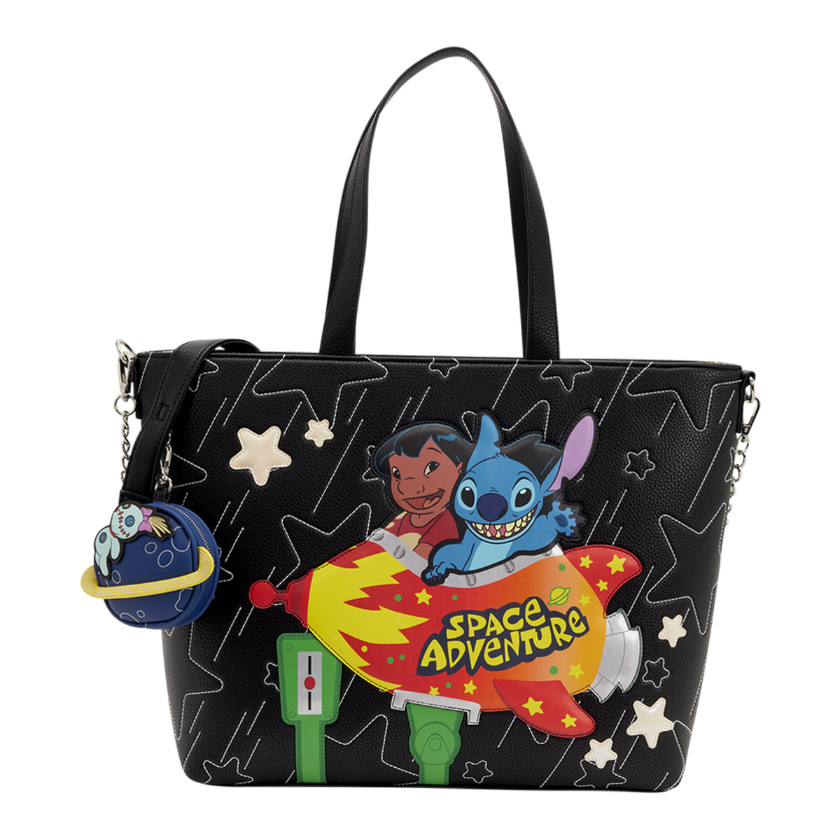 LILO & STITCH SPACE ADVENTURE GLOW LOUNGEFLY TOTE CROSSBODY BAG WITH COIN BAG