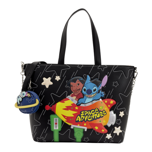LILO & STITCH SPACE ADVENTURE GLOW LOUNGEFLY TOTE CROSSBODY BAG WITH COIN BAG