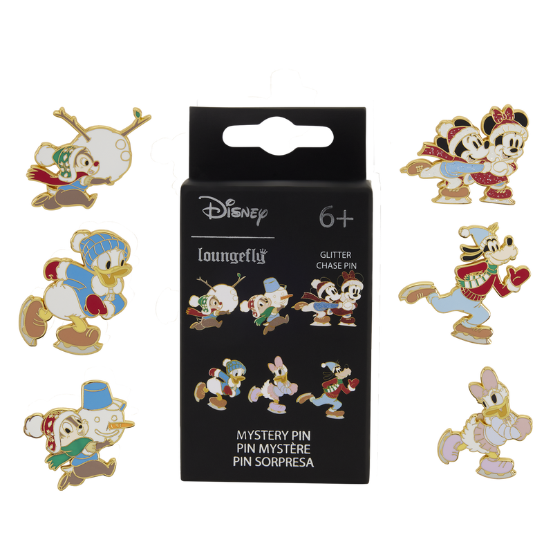 MICKEY & FRIENDS HOLIDAY ICE SKATING LOUNGEFLY MYSTERY PINS