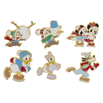 MICKEY & FRIENDS HOLIDAY ICE SKATING LOUNGEFLY MYSTERY PINS