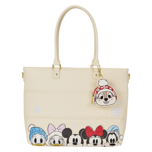 MICKEY & FRIENDS HOLIDAY SNOW LOUNGEFLY TOTE CROSSBODY BAG WITH COIN BAG
