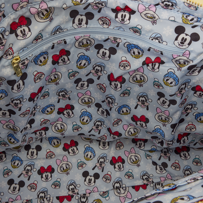 MICKEY & FRIENDS HOLIDAY SNOW LOUNGEFLY TOTE CROSSBODY BAG WITH COIN BAG