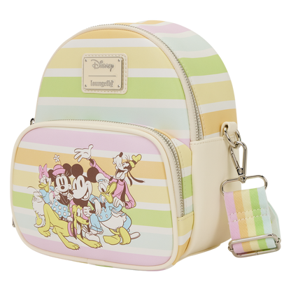 MICKEY & FRIENDS RAINBOW STRIPES CONVERTIBLE LOUNGEFLY BAG