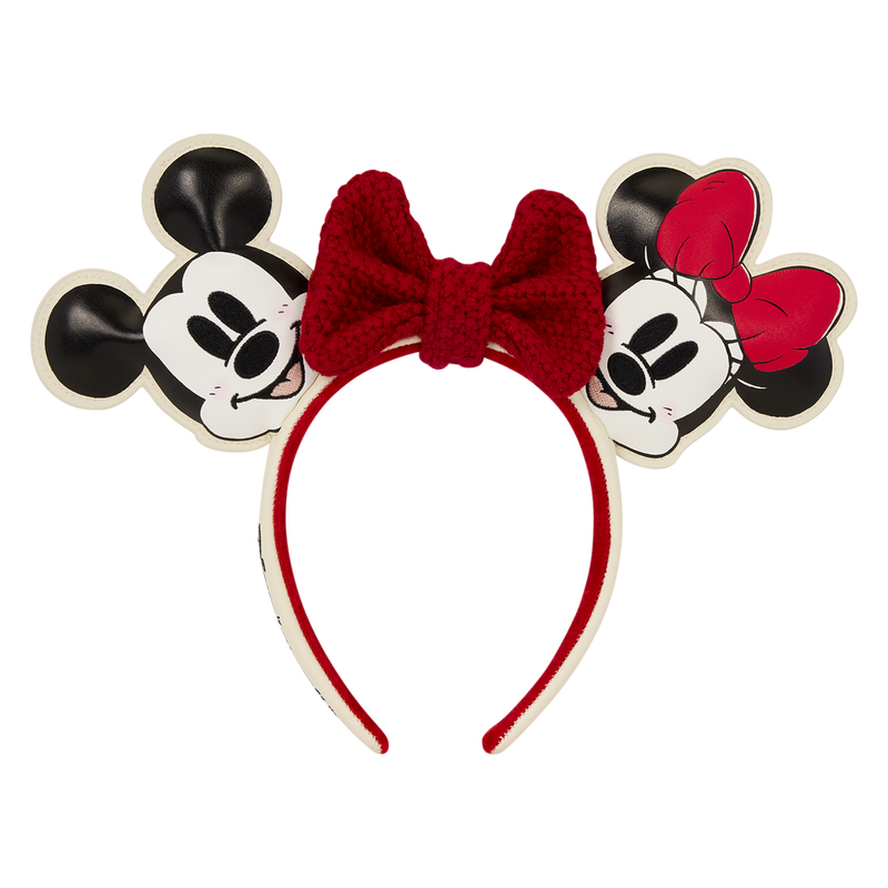 MICKEY & MINNIE HOLIDAY KNIT BOW LOUNGEFLY EAR HEADBAND