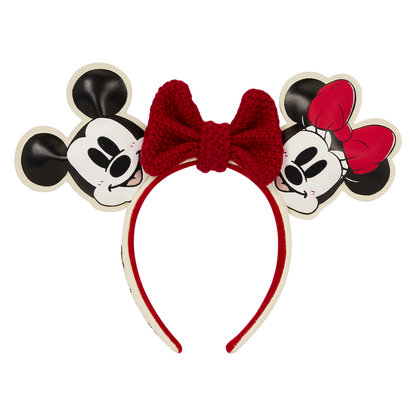 MICKEY & MINNIE HOLIDAY KNIT BOW LOUNGEFLY EAR HEADBAND