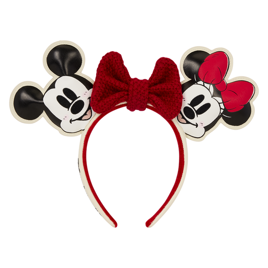 MICKEY & MINNIE HOLIDAY KNIT BOW LOUNGEFLY EAR HEADBAND