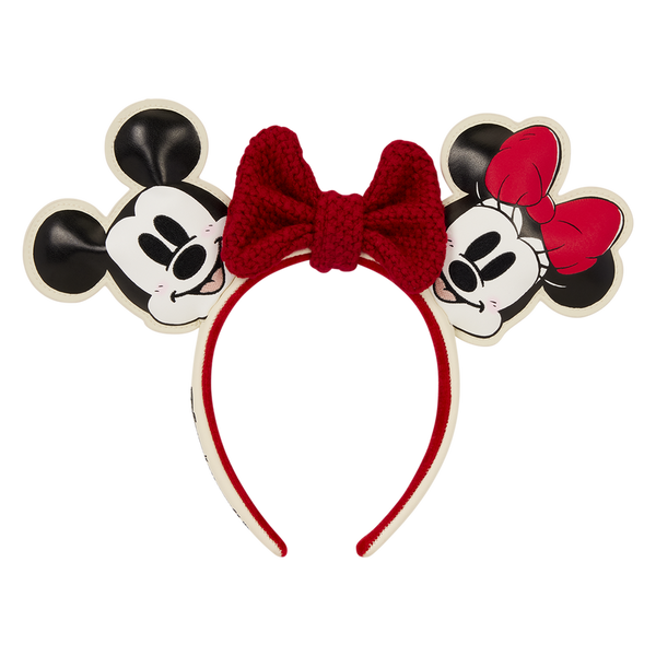 MICKEY & MINNIE HOLIDAY KNIT BOW LOUNGEFLY EAR HEADBAND