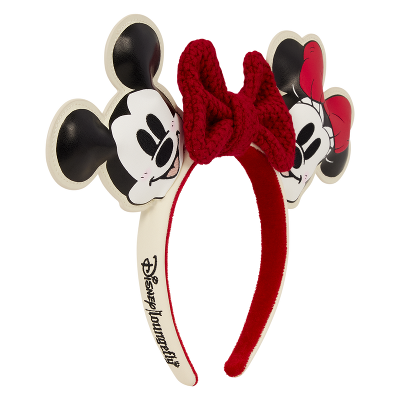 MICKEY & MINNIE HOLIDAY KNIT BOW LOUNGEFLY EAR HEADBAND