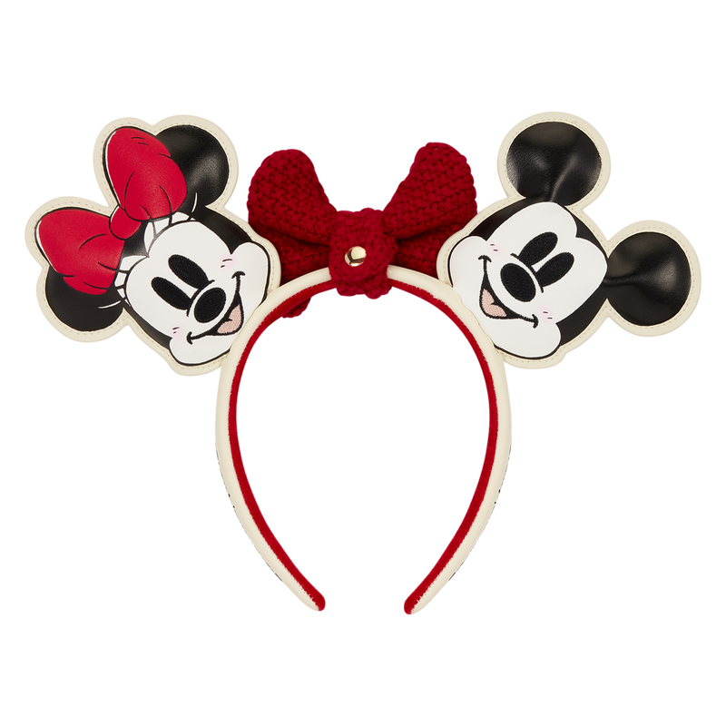 MICKEY & MINNIE HOLIDAY KNIT BOW LOUNGEFLY EAR HEADBAND