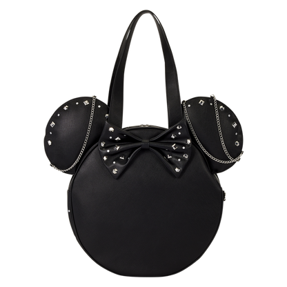 MINNIE MOUSE STUDS & CHAINS OVERSIZED FIGURAL LOUNGEFLY TOTE BAG