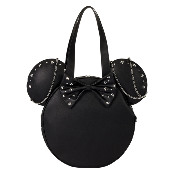 MINNIE MOUSE STUDS & CHAINS OVERSIZED FIGURAL LOUNGEFLY TOTE BAG