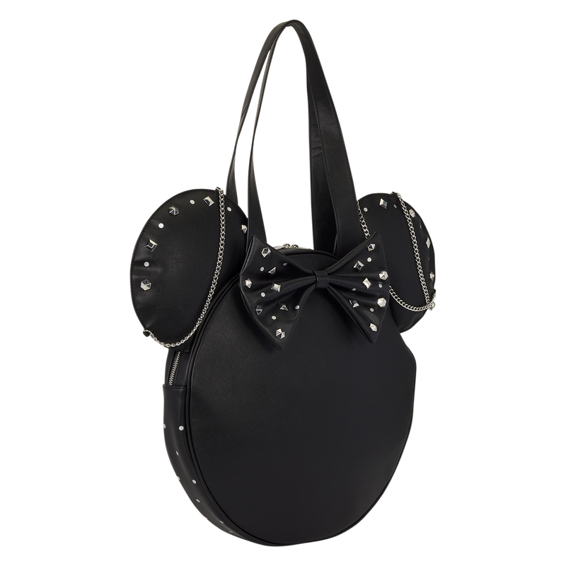 MINNIE MOUSE STUDS & CHAINS OVERSIZED FIGURAL LOUNGEFLY TOTE BAG