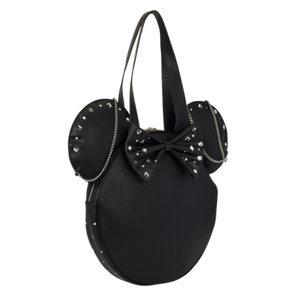 MINNIE MOUSE STUDS & CHAINS OVERSIZED FIGURAL LOUNGEFLY TOTE BAG
