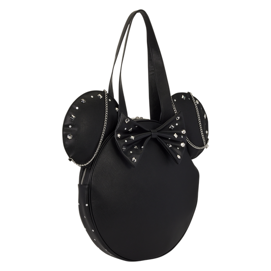 MINNIE MOUSE STUDS & CHAINS OVERSIZED FIGURAL LOUNGEFLY TOTE BAG