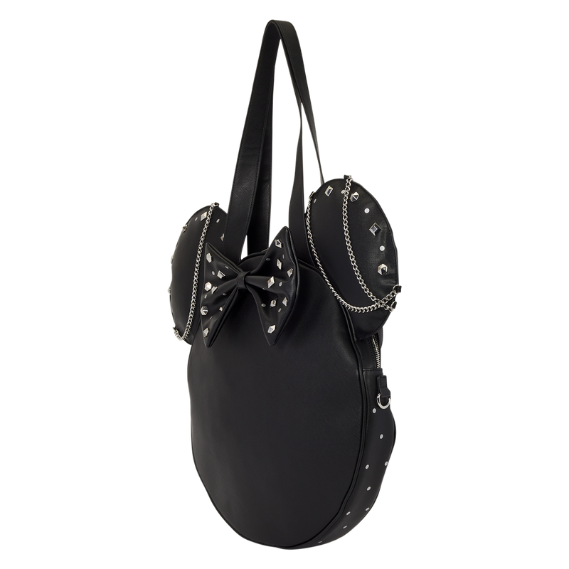 MINNIE MOUSE STUDS & CHAINS OVERSIZED FIGURAL LOUNGEFLY TOTE BAG